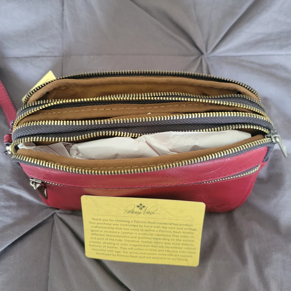 Patricia Nash Red Leather Wristlet Clutch - Picture 2 of 9